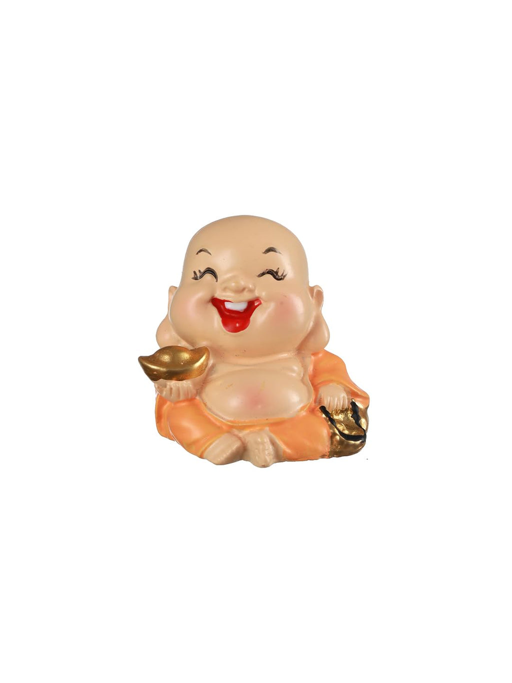 TIED RIBBONS Set of 4 Buddha Monk Statue Figurines Showpiece for Home Decoration Car Dashboard Living Room Bedroom Table Wall Decorative Gift Items (Miniature, Multi)