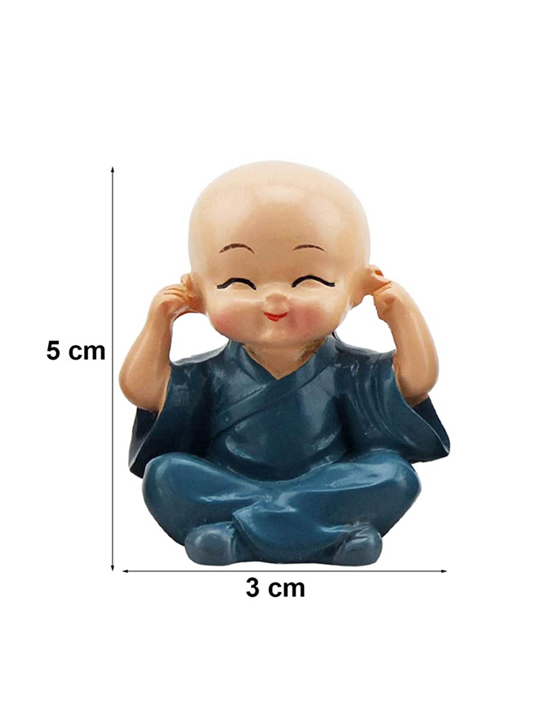 TIED RIBBONS Set of 4 Buddha Monk Statue Figurines Showpiece for Home Decoration Car Dashboard Living Room Bedroom Table Wall Decorative Gift Items (Miniature, Multi)