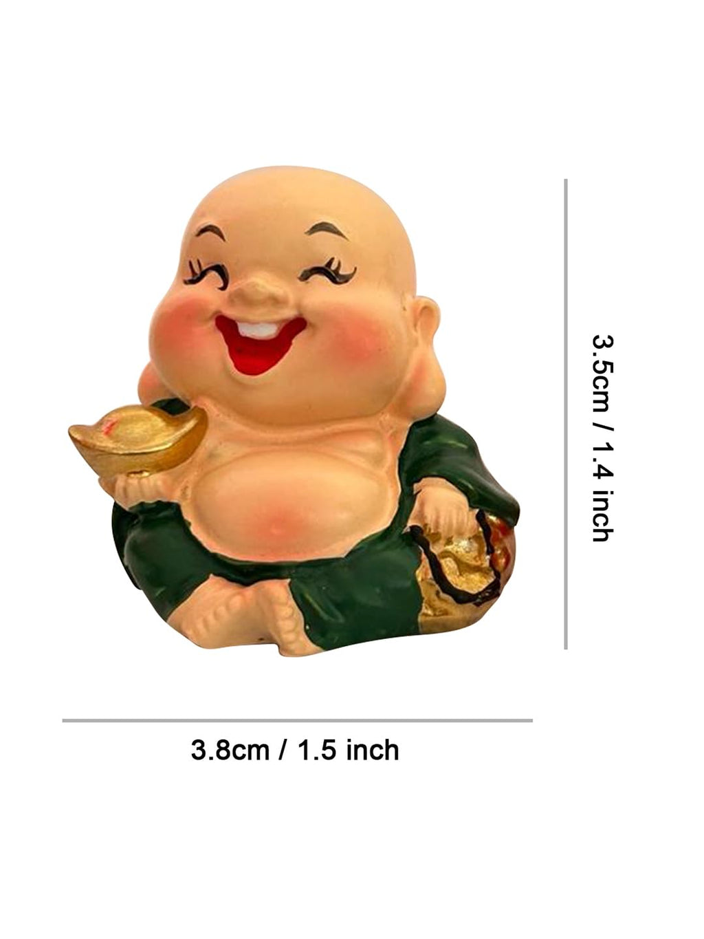 TIED RIBBONS Set of 4 Buddha Monk Statue Figurines Showpiece for Home Decoration Car Dashboard Living Room Bedroom Table Wall Decorative Gift Items (Miniature, Multi)