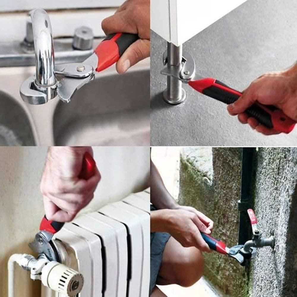 Stainless Steel Socket Adjustable Multi Function Wrench Spanner Set Tools (Pack of 2)