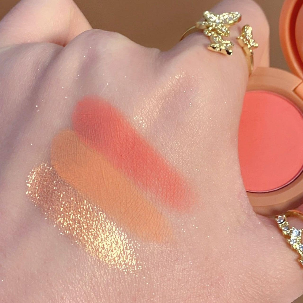 VARS ; LONDON Mocallure 3 in1 face blusher + highlighter with mini compact palette | travel friendly (SHADE A, MINI)