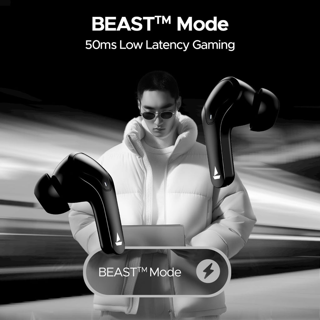 boAt Airdopes 311 Pro, 50HRS Battery, Fast Charge, Dual Mics ENx Tech, Transparent LID, Low Latency, IPX4, IWP Tech, v5.3 Bluetooth Earbuds, TWS Ear Buds Wireless Earphones with mic (Active Black)