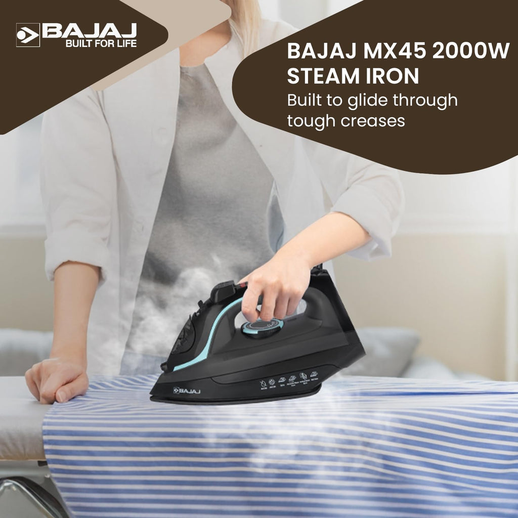 Bajaj DX-6 1000 Watts Dry Iron | Advance Soleplate And Anti-Bacterial German Coating Technology | Thermol Fuse Safety | Auto Shut-Off | Cool Touch Body | 2 Yr Warranty 【White】